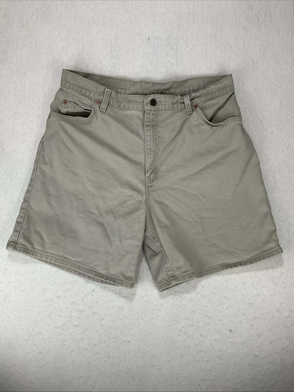 Levi’s 951 Vintage 90s Womens Shorts Orange Tab USA Relaxed Fit Khaki Denim 16